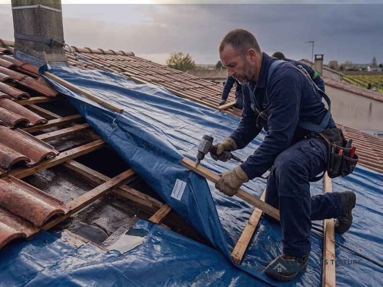 Mise hors d’eau et bâchage de toiture — chantier Altys Toiture à Bordeaux